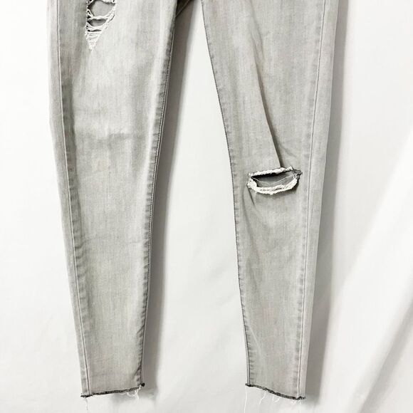 Celebrity Pink Light Gray Destroyed Raw Hem Mod Rise Ankle Skinny Size 25 - Picture 3 of 8
